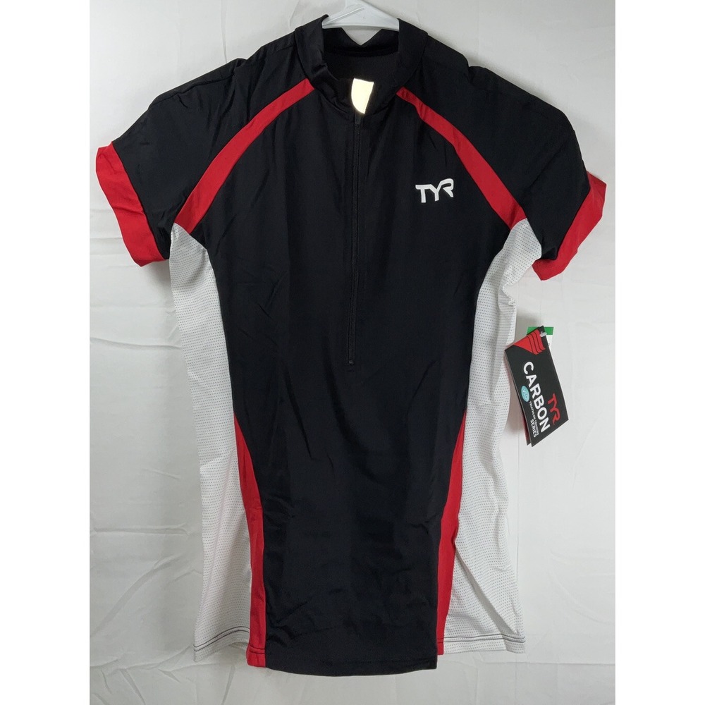 NWT Women's TYR Carbon Triathlon Series Cycling Jersey Black Red & White Medium
